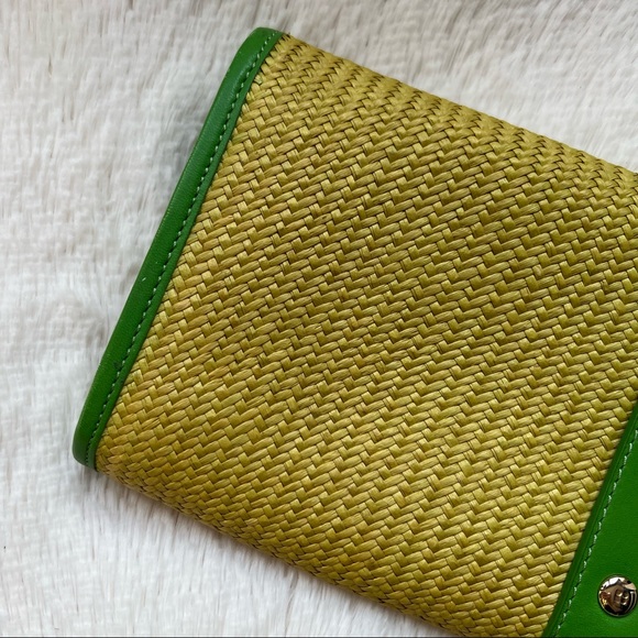 Kate Spade Wicker Clutch with Green Leather Accents - Picture 7 of 16